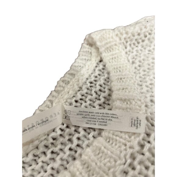 Aeropostale SP Womens White Grey Striped Open Knit Sweater Size Petite Small‎ - Picture 8 of 9